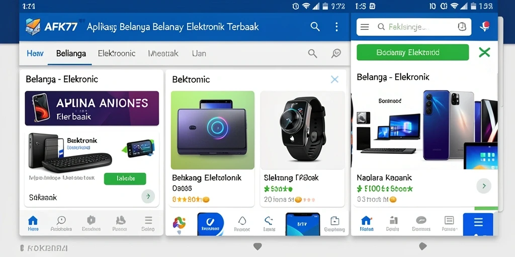 Tampilan antarmuka aplikasi AFK77 untuk belanja elektronik yang modern dan intuitif.