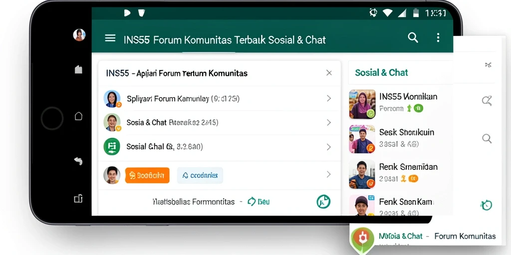 Tampilan antarmuka aplikasi Forum Komunitas INS55 yang menarik.