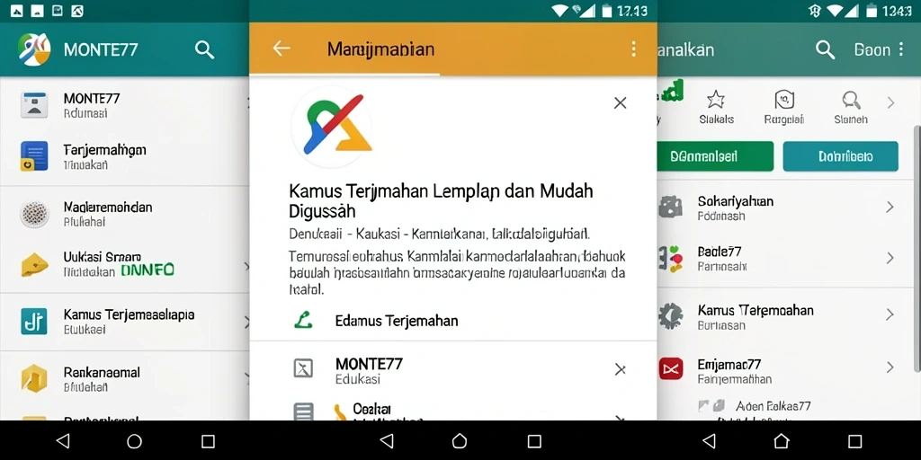 Tampilan antarmuka dan fungsi utama aplikasi Kamus Terjemahan.