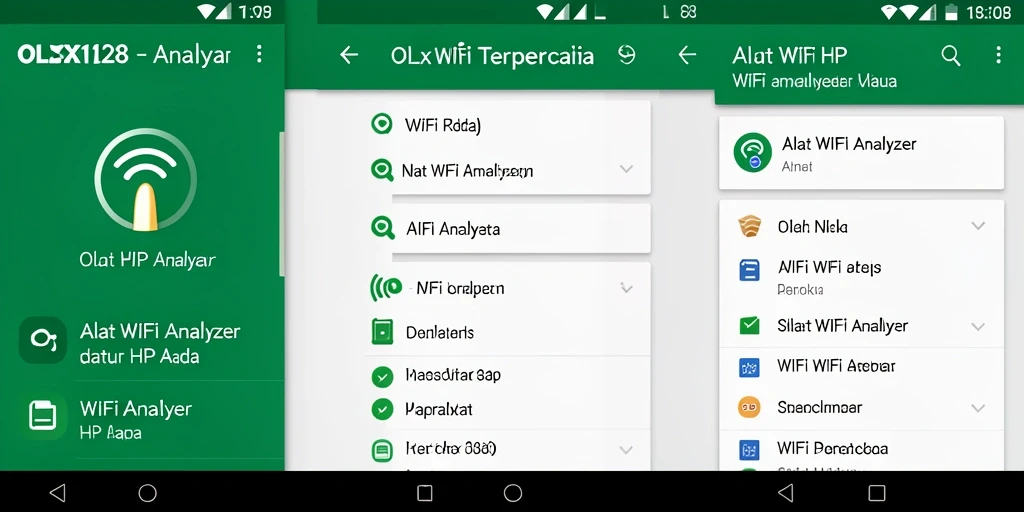 Antarmuka aplikasi OLX128 menampilkan grafik kekuatan sinyal WiFi secara real-time.
