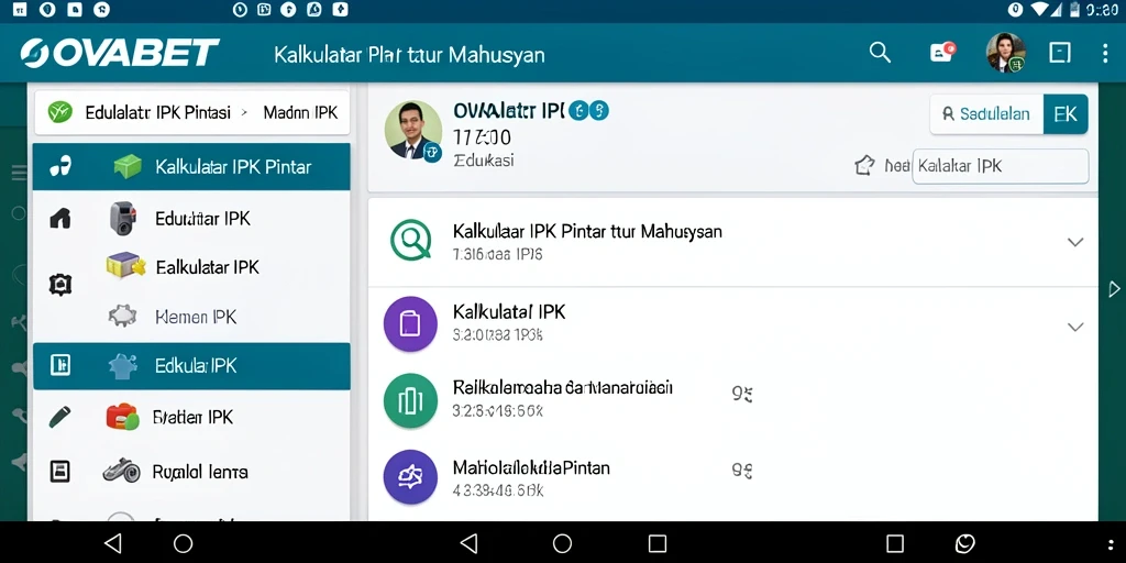 Tampilan antarmuka OVABET yang sederhana dan informatif.