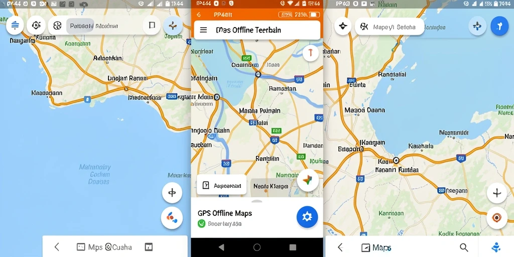 Antarmuka aplikasi GPS Offline Maps PP444 yang mudah digunakan.
