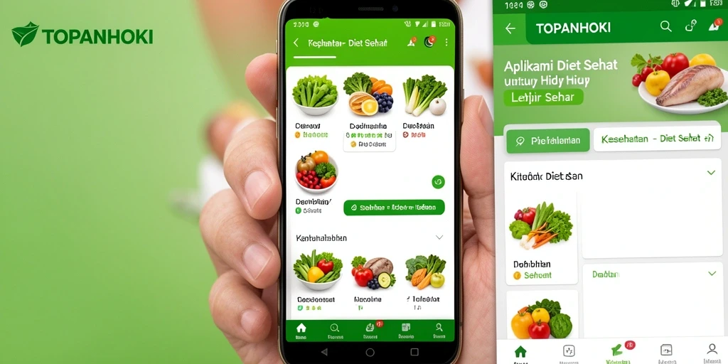 Antarmuka intuitif aplikasi TOPANHOKI yang mendukung diet sehat.
