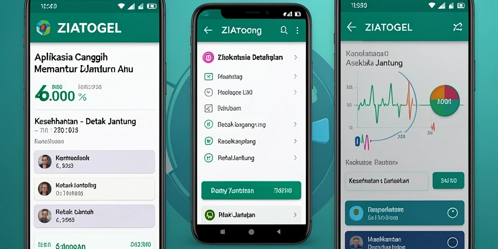Antarmuka aplikasi ZIATOGEL untuk detak jantung yang intuitif.